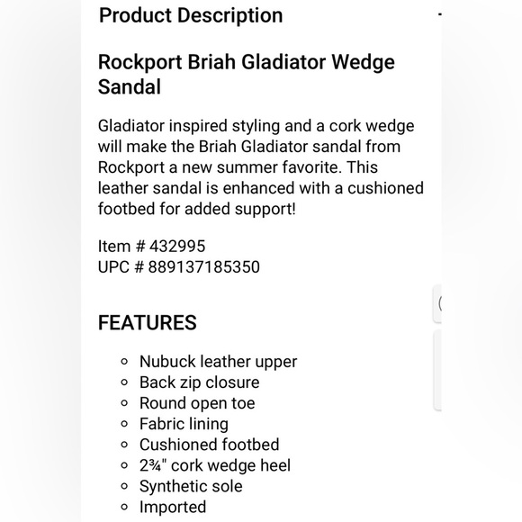 🌹ROCKPORT BRIAH GLADIATOR WEDGE SANDAL - Picture 2 of 7